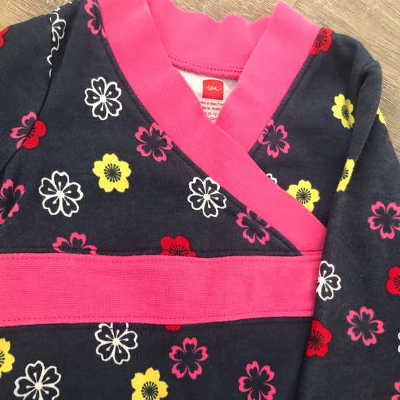 5/$25💜Tea Collection Navy Blue & Pink Floral Dress - Picture 5 of 6